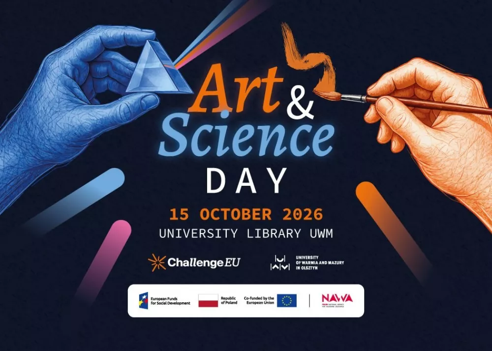 Grafika zapowiadająca ChallengeEU Art & Science Day na UWM.